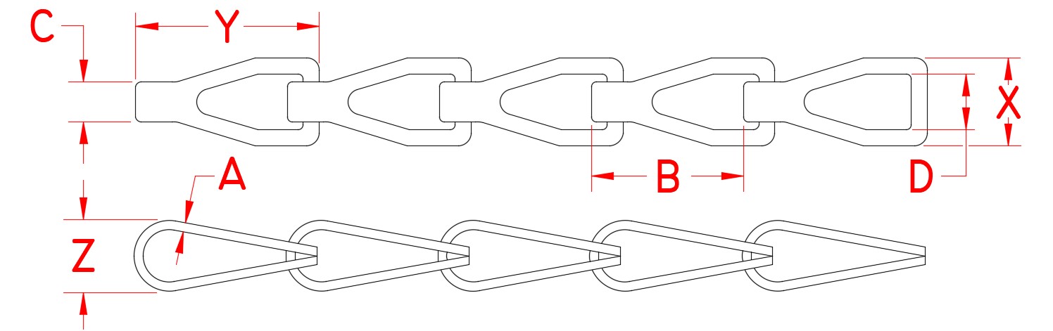 Stainless Steel Sash Chain, S0631-0, Line Drawing